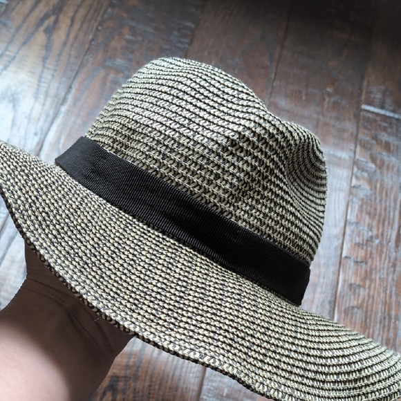 J. CREW I Woven Black and Ivory Marled Wide Brim Packable Sun Hat, X/XL - Picture 10 of 15